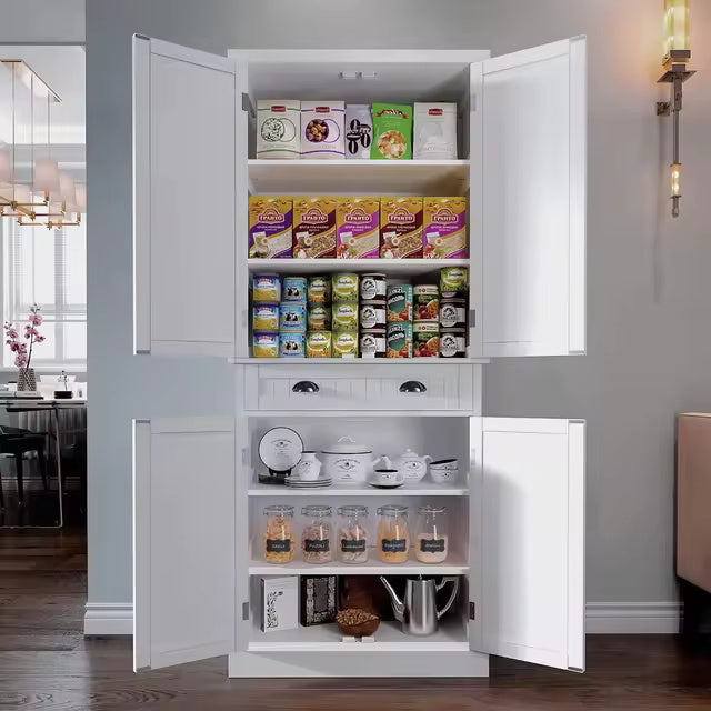 Kitchen Pantry Storage Cabinet with Drawer and Adjustable Shelves, Pantry Cabinet for Kitchen, Bathroom or Hallway