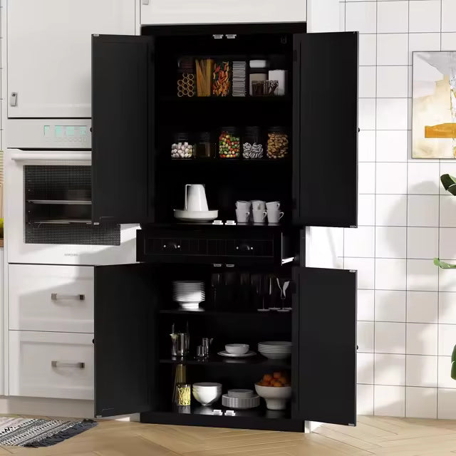 Kitchen Pantry Storage Cabinet with Drawer and Adjustable Shelves, Pantry Cabinet for Kitchen, Bathroom or Hallway