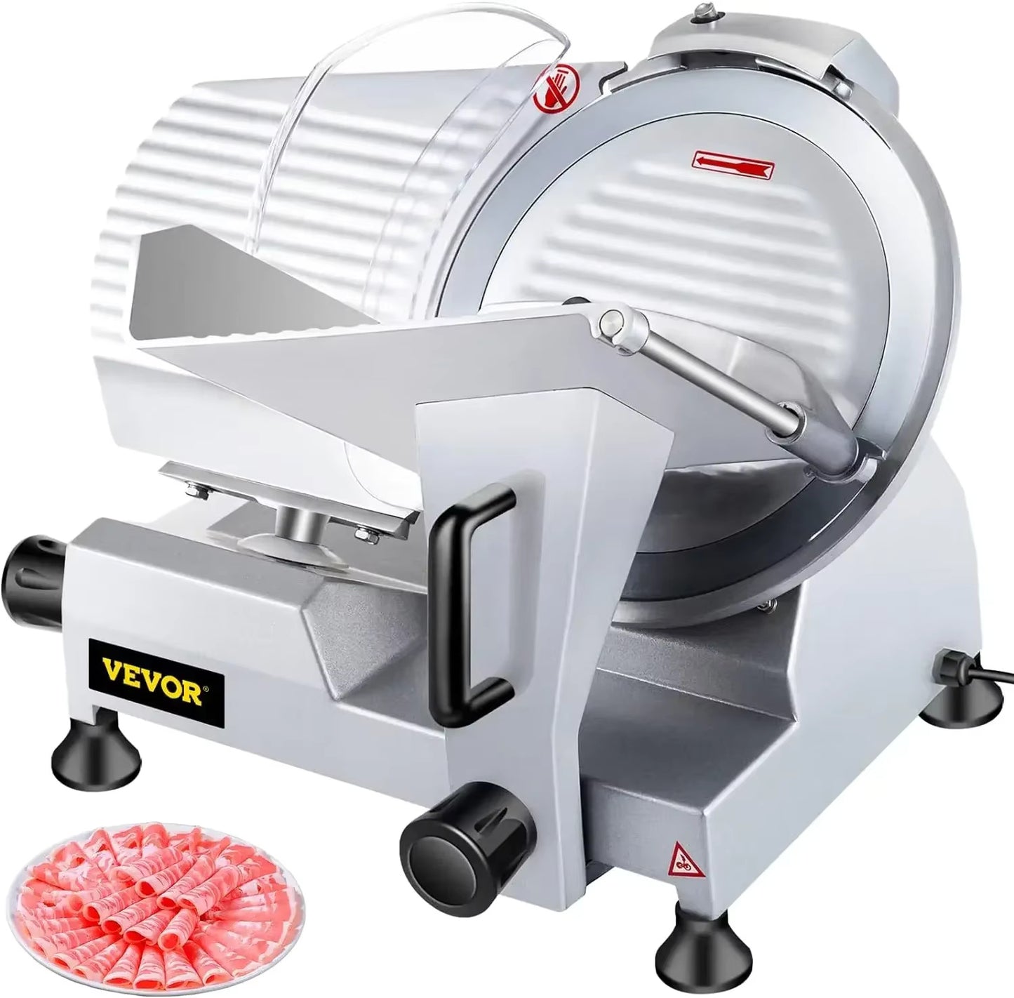VEVOR Commercial Meat Slicer, 10 inch Electric Food Slicer, 240W Frozen Meat Deli Slicer, Premium Chromium-plate