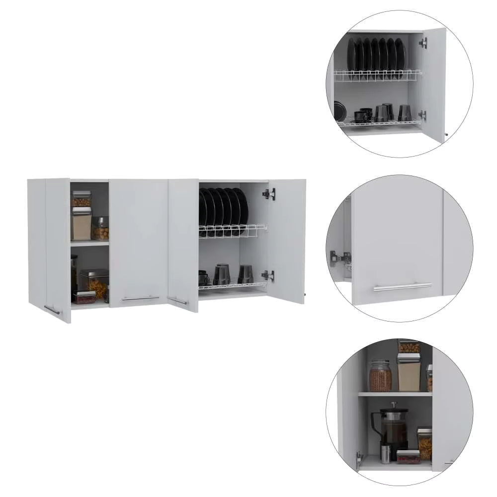 Wall Cabinet with Two Spacious Divisions, 4-Doors