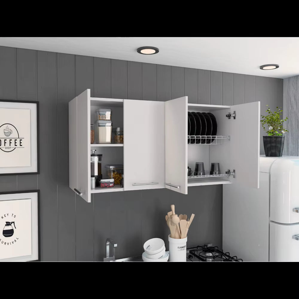 Wall Cabinet with Two Spacious Divisions, 4-Doors
